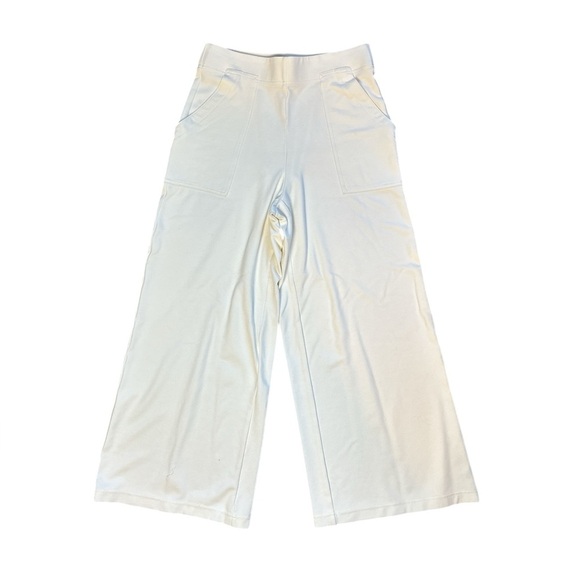 Max Studio London high rise Wide-Leg Cream stretch knit culottes pockets - Picture 1 of 8